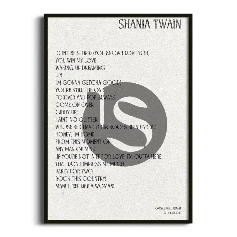 Shania Twain Belfast 27th June 2024 - Gig Setlist - Setlist