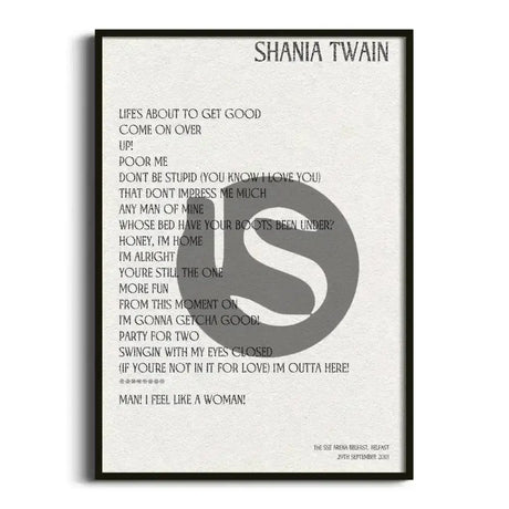 Shania Twain Belfast 29th September 2018 - Gig Setlist - Setlist