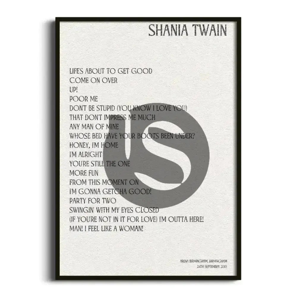 Shania Twain Birmingham 24th September 2018 - Gig Setlist - Setlist