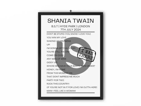 Shania Twain BST Hyde Park July 7 2024 Setlist Poster - Setlist