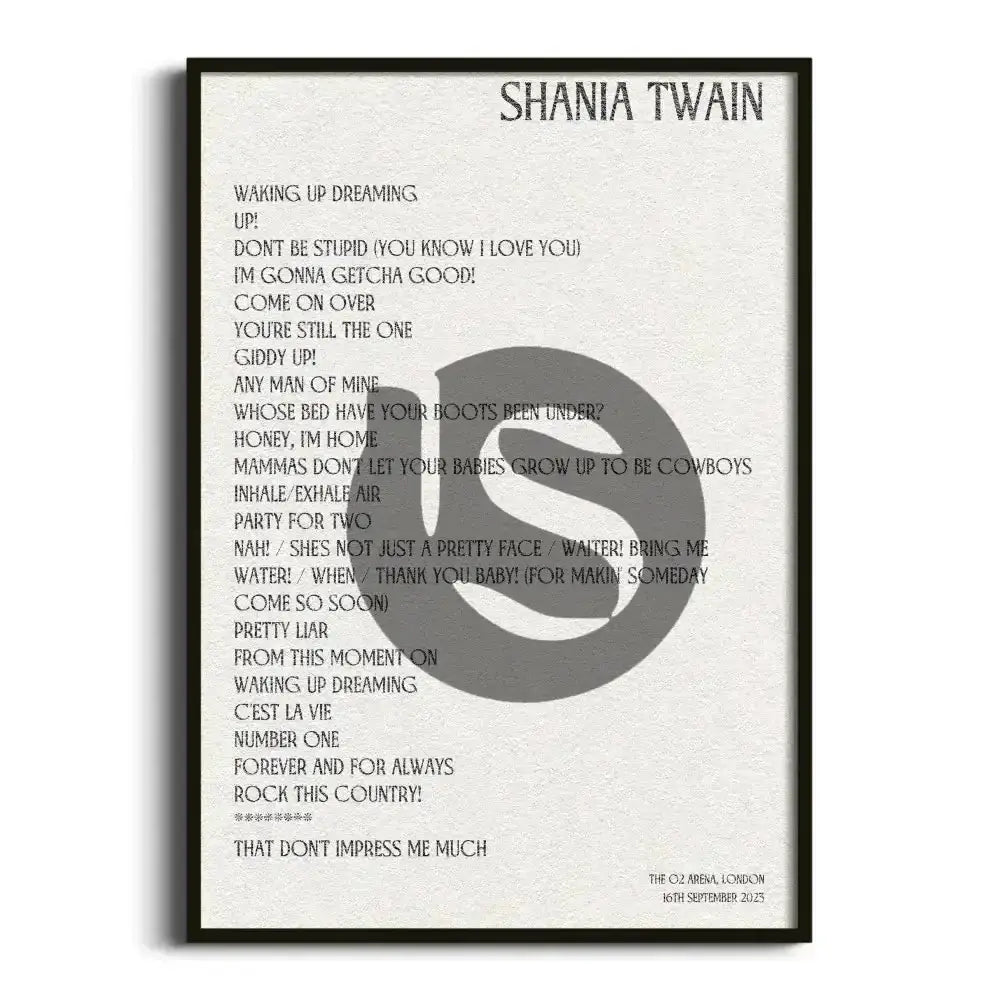 Shania Twain London 16th September 2023 - Gig Setlist - Setlist