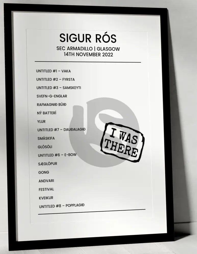 Sigur Rós 14th November 2022 SEC Armadillo Glasgow - Alternate - Setlist