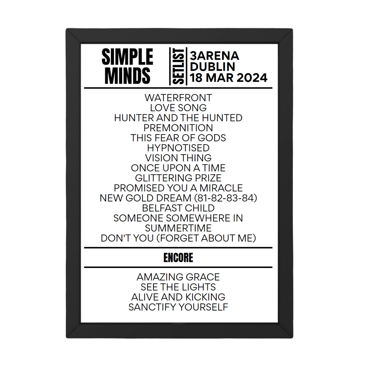 Simple Minds Dublin March 2024 Setlist - Setlist