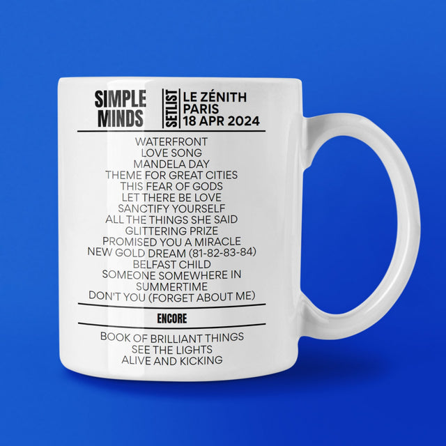 Simple Minds Paris April 18, 2024 Replica Setlist Mug - Setlist