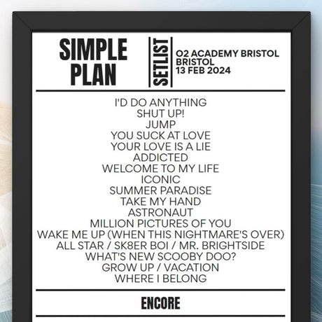 Simple Plan Bristol February 2024 Setlist - Setlist