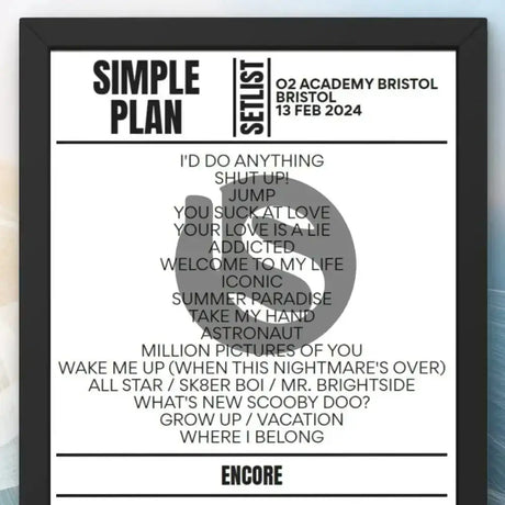 Simple Plan Bristol February 2024 Setlist - Setlist