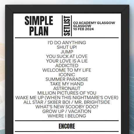 Simple Plan Glasgow February 2024 Setlist - Setlist