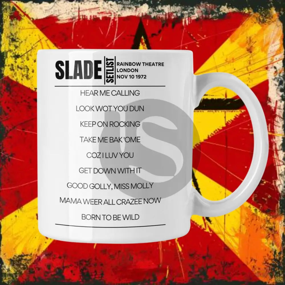 Slade London November 10 1972 Replica Setlist Mug - Setlist