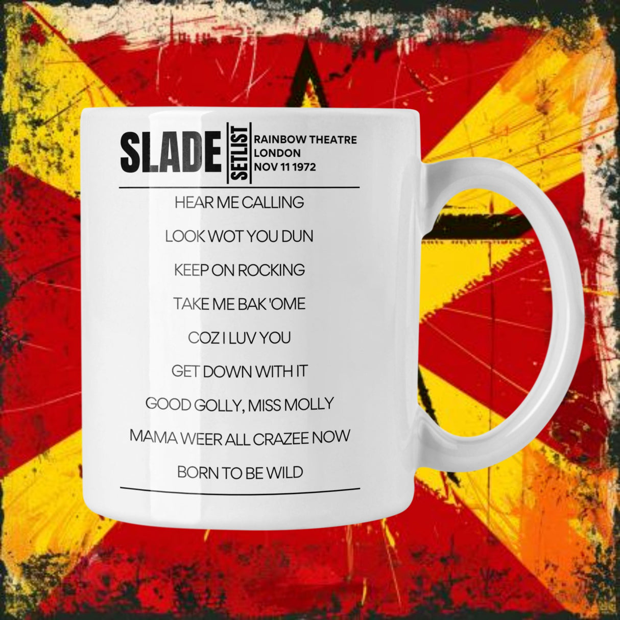 Slade London November 11 1972 Replica Setlist Mug - Setlist