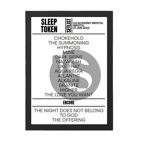 Sleep Token Bristol January 2023 Replica Setlist - Setlist