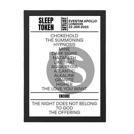 Sleep Token London January 22 2023 Replica Setlist - Setlist