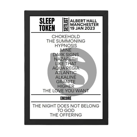 Sleep Token Manchester January 2023 Replica Setlist - Setlist