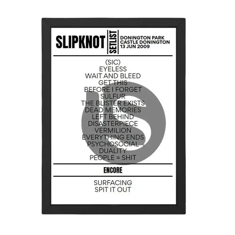 Slipknot Download Festival 2009 Replica Setlist - Setlist