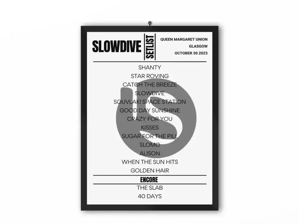 Slowdive Glasgow October 2023 Replica Setlist - Setlist