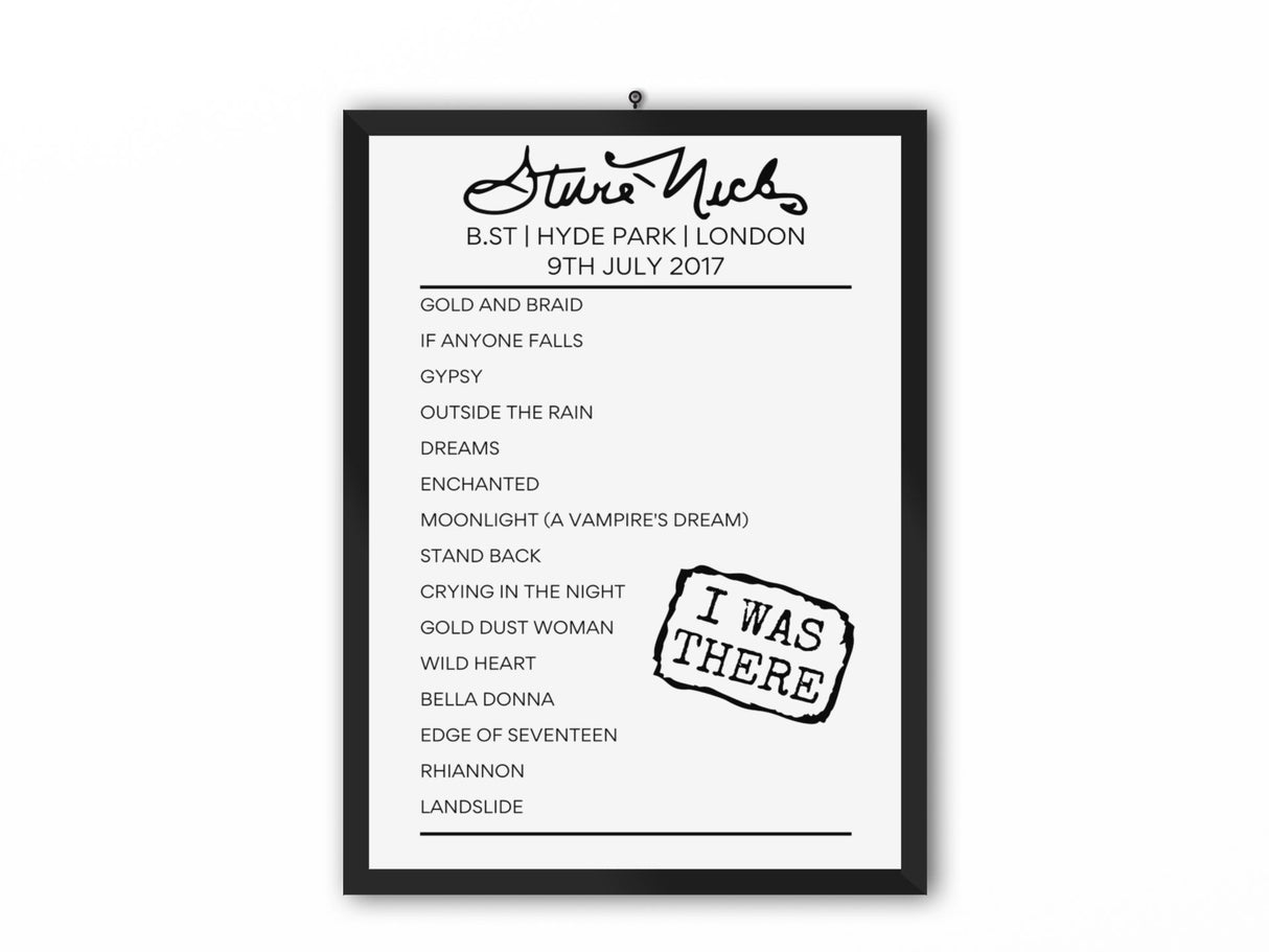 Stevie Nicks BST July 2017 Setlist Poster - Setlist