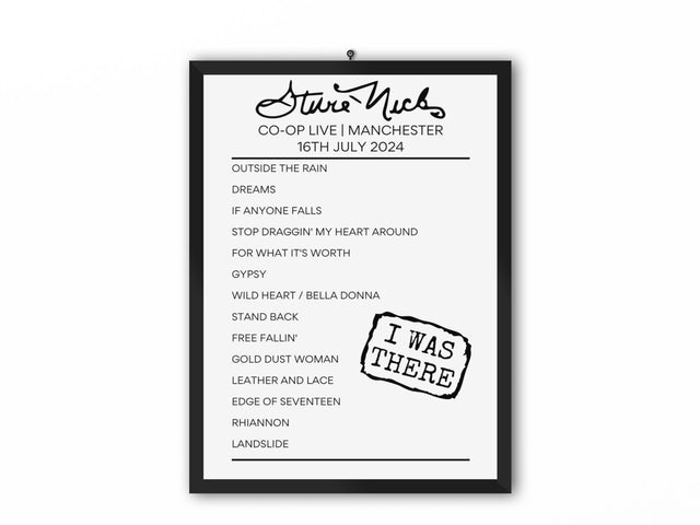 Stevie Nicks Co - Op Live Manchester July 2024 Setlist Poster - Setlist