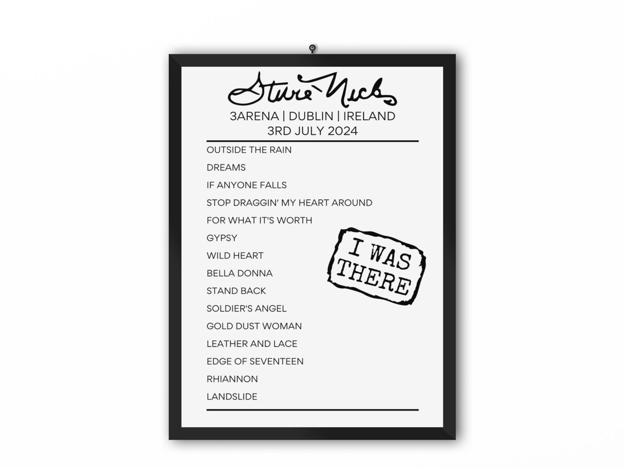 Stevie Nicks Dublin July 2024 Setlist Poster - Setlist