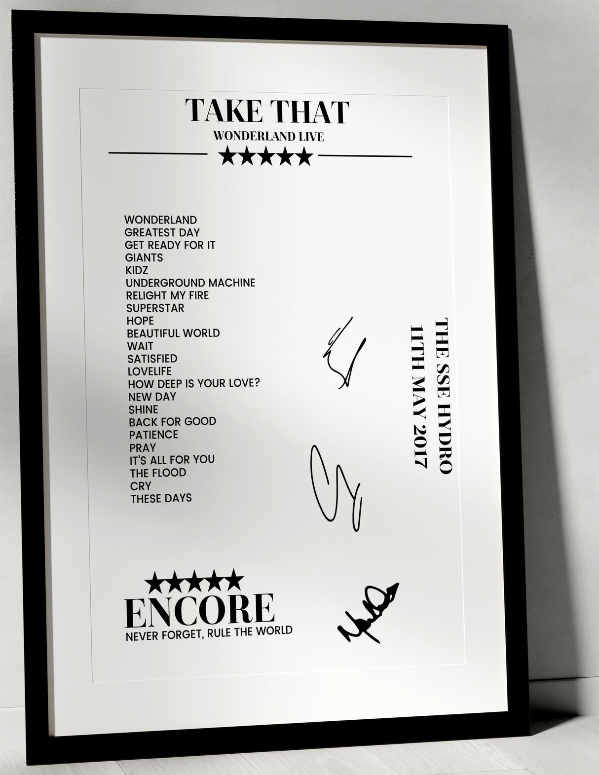 Take That 11th May 2017 The SSE Hydro Glasgow - Setlist