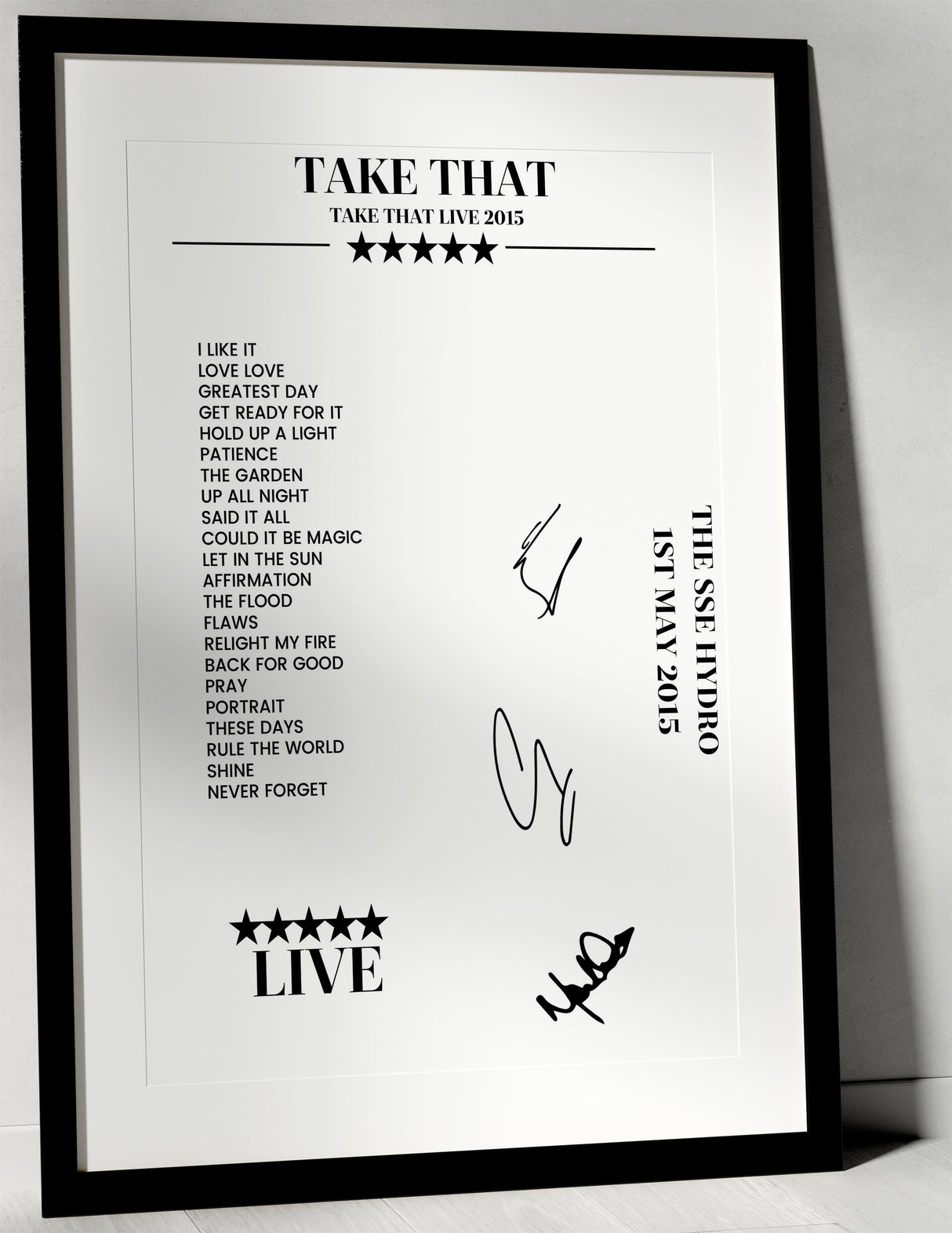 Take That 1st May 2015 The SSE Hydro Glasgow - Setlist