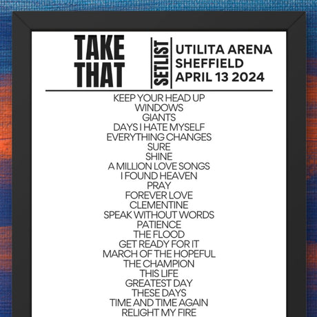 Take That Sheffield April 2024 Replica Setlist - Setlist