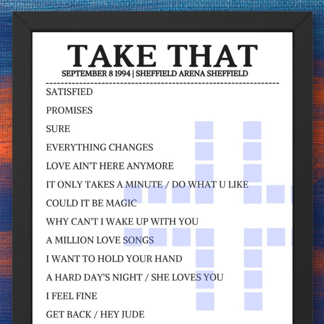 Take That Sheffield September 8 1994 Replica Setlist - Setlist