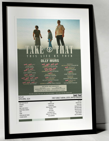 Take That This Life On Tour First Direct Arena Leeds 18th April 2024 - Setlist Tour Poster - Setlist