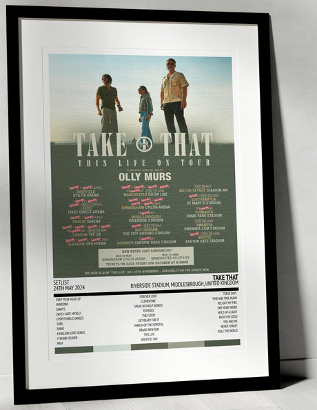 Take That This Life On Tour Riverside Stadium Middlesbrough 24th May 2024 - Setlist Tour Poster - Setlist