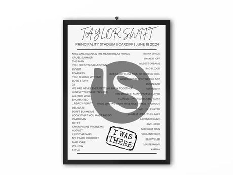 Taylor Swift Cardiff June 18 2024 Setlist Poster - Setlist