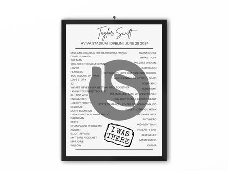 Taylor Swift Dublin June 28 2024 Setlist Poster - Setlist