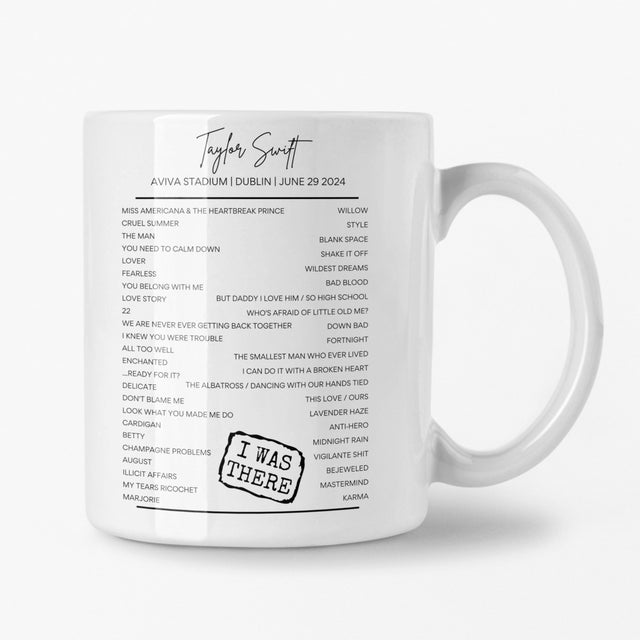 Taylor Swift Dublin June 29 2024 Setlist Mug - Setlist