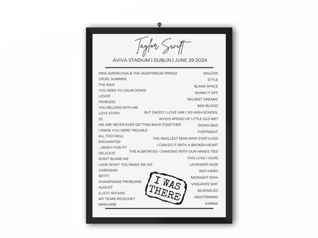 Taylor Swift Dublin June 29 2024 Setlist Poster - Setlist