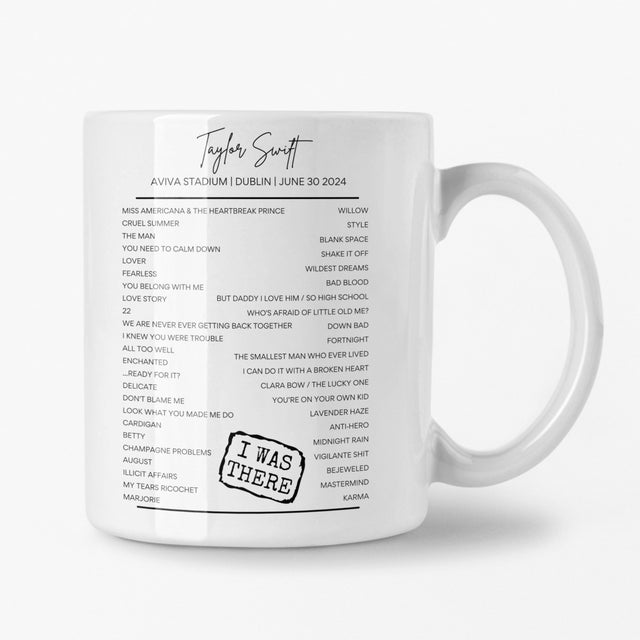 Taylor Swift Dublin June 30 2024 Setlist Mug - Setlist