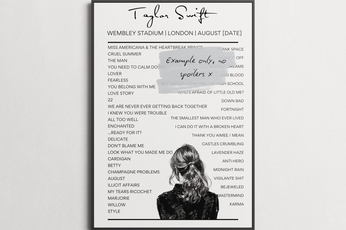 Taylor Swift Eras Tour June 2024 Dates Setlist Posters - Sketch Style - Setlist