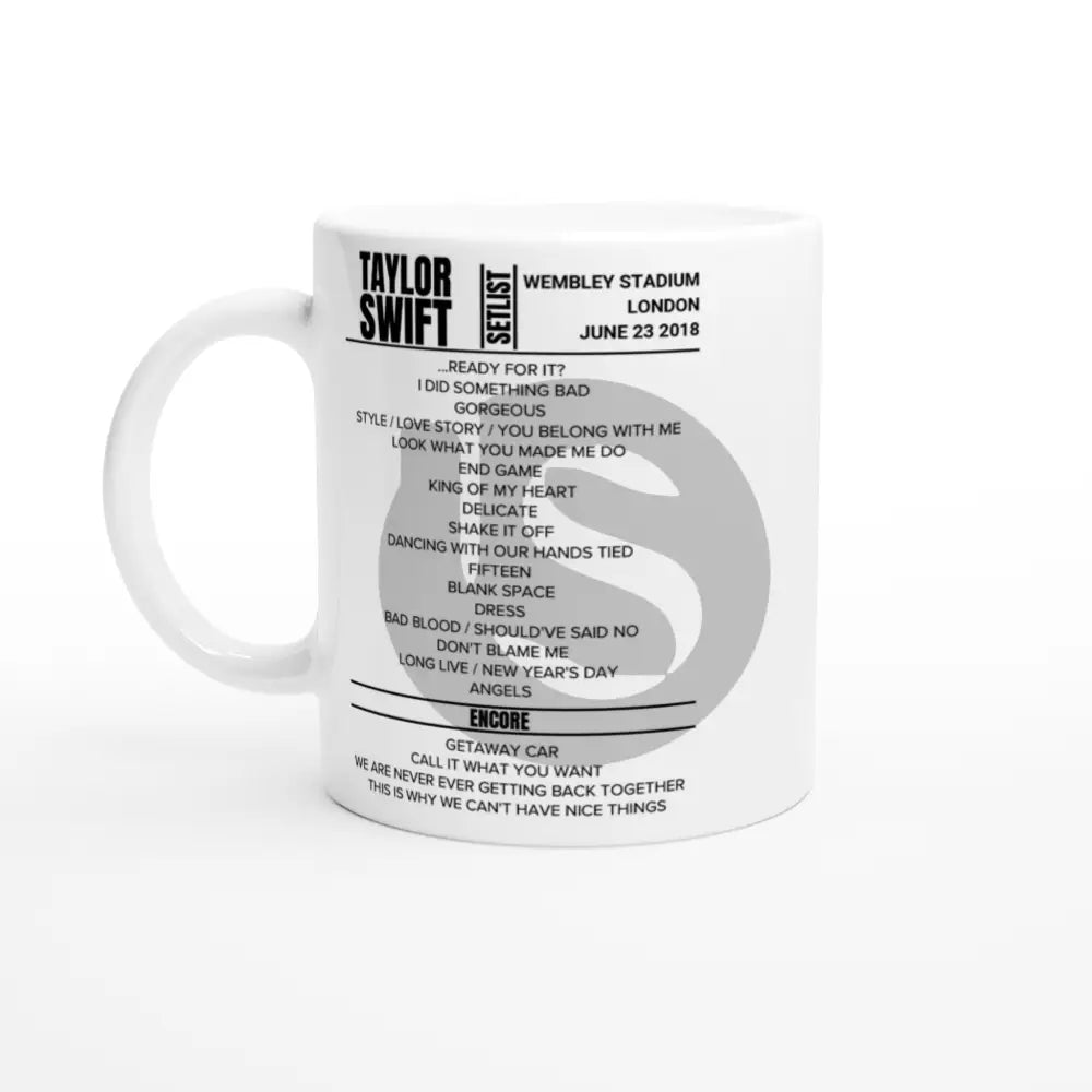 Taylor Swift London June 23 - Night 2 2018 Setlist Mug - Setlist