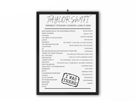 Taylor Swift Wembley June 21 2024 Setlist Poster - Setlist