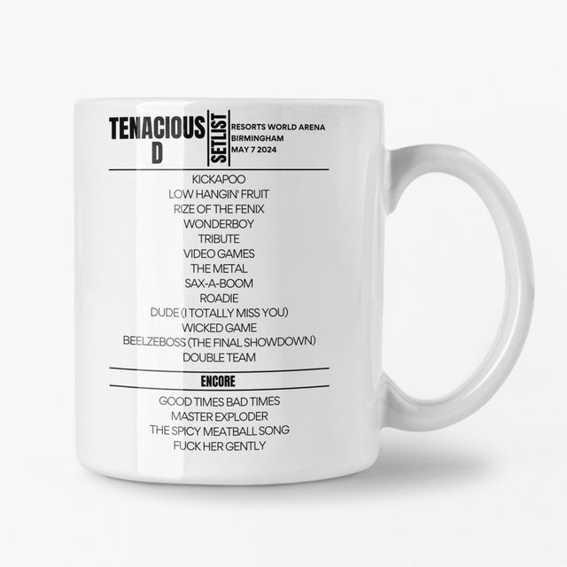 Tenacious D Birmingham May 7 2024 Setlist Mug - Setlist