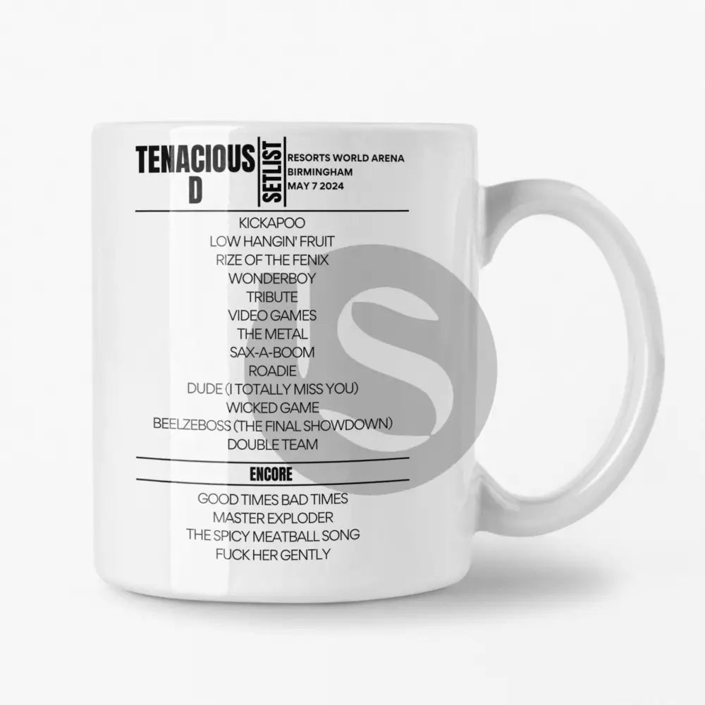 Tenacious D Birmingham May 7 2024 Setlist Mug - Setlist