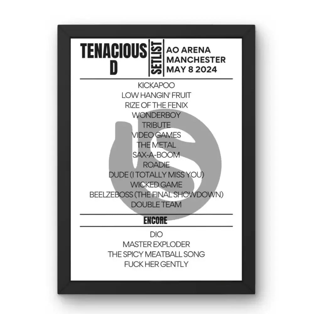 Tenacious D Manchester May 8 2024 Replica Setlist - Setlist