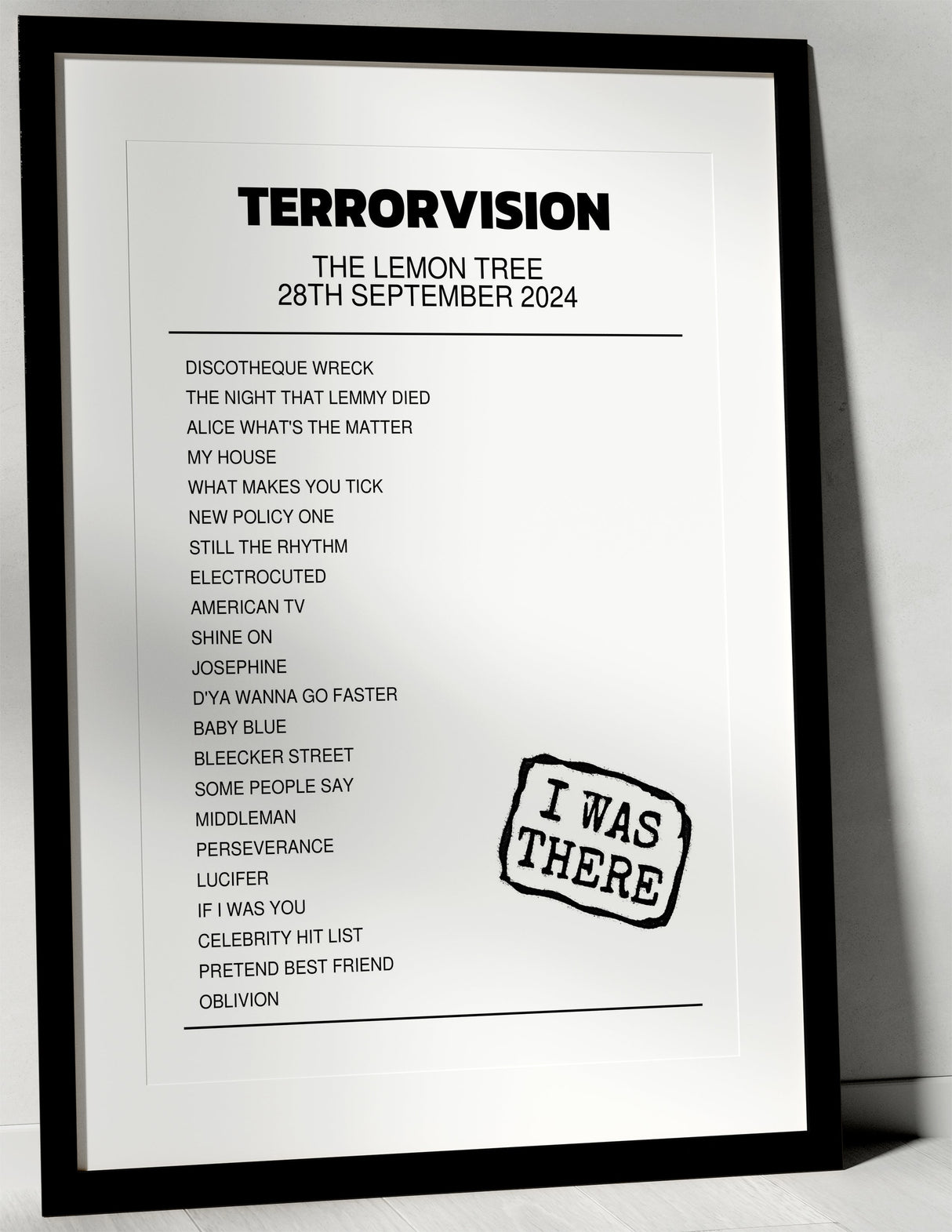 Terrorvision 28th September 2024 The Lemon Tree Aberdeen I Was There - Setlist