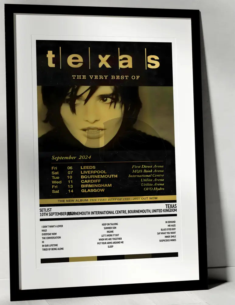 Texas The Very Best Of Texas Tour 2024 Bournemouth International Centre Bournemouth 10th September 2024 - Setlist Tour Poster - Setlist