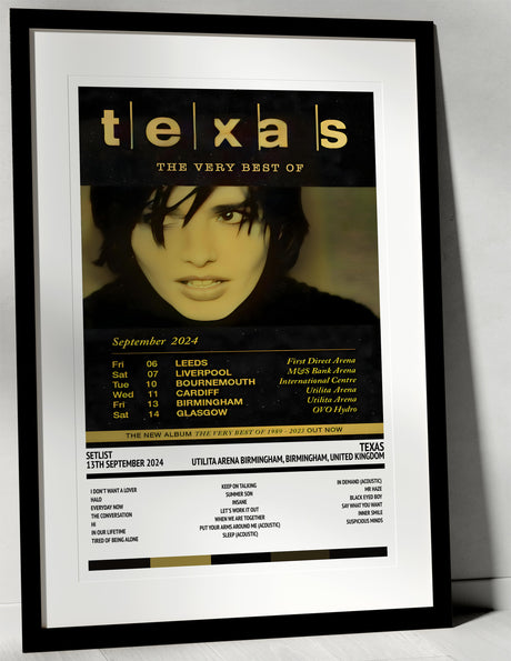 Texas Utilita Arena Birmingham Birmingham 13th September 2024 - Setlist Tour Poster - Setlist