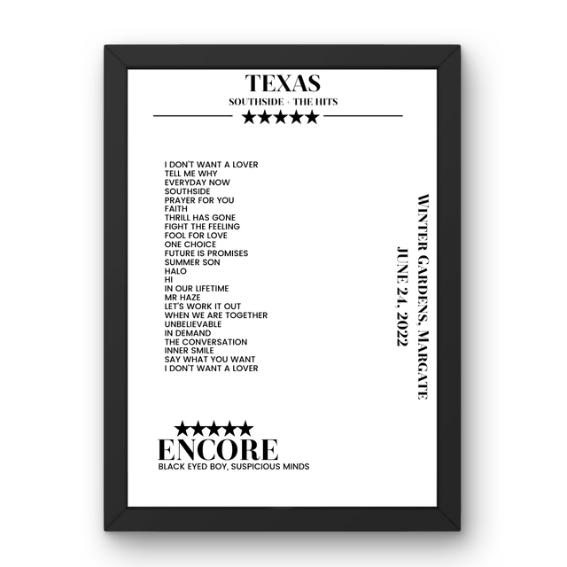 Texas Winter Gardens Margate 24 June 2022 Setlist Poster - Setlist