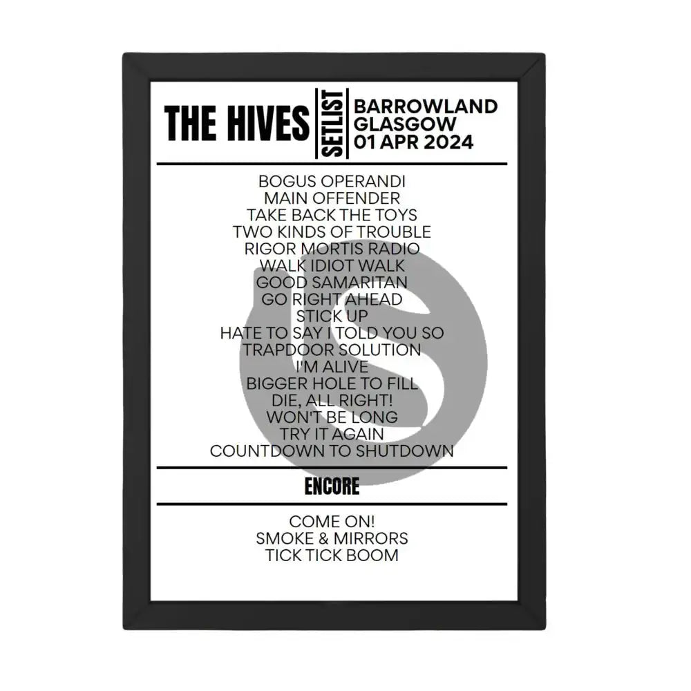 The Hives Glasgow April 2024 Setlist - Setlist