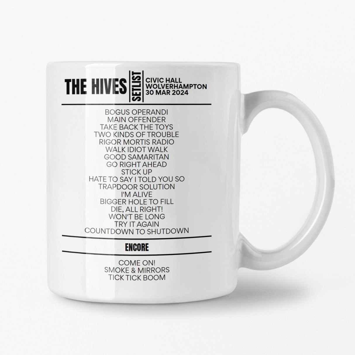 The Hives Wolverhampton March 2024 Setlist Mug - Setlist