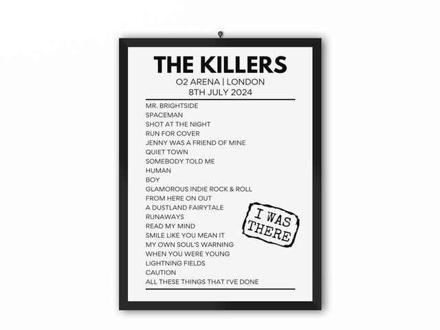 The Killers 02 Arena July 8 2024 Setlist Poster - Setlist