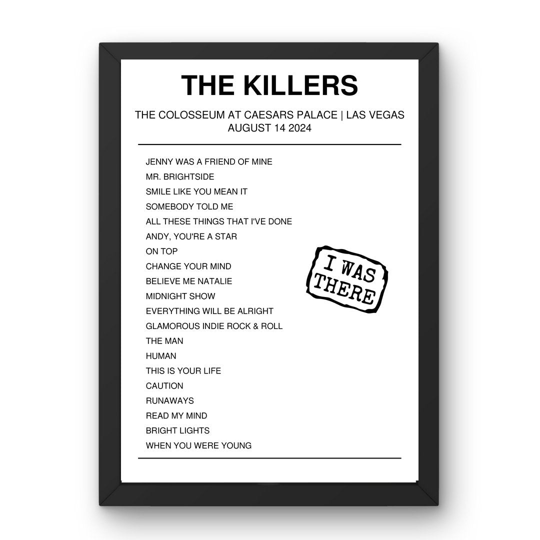 The Killers August 14, 2024 The Colosseum at Caesars Palace Las Vegas Setlist Poster - Setlist