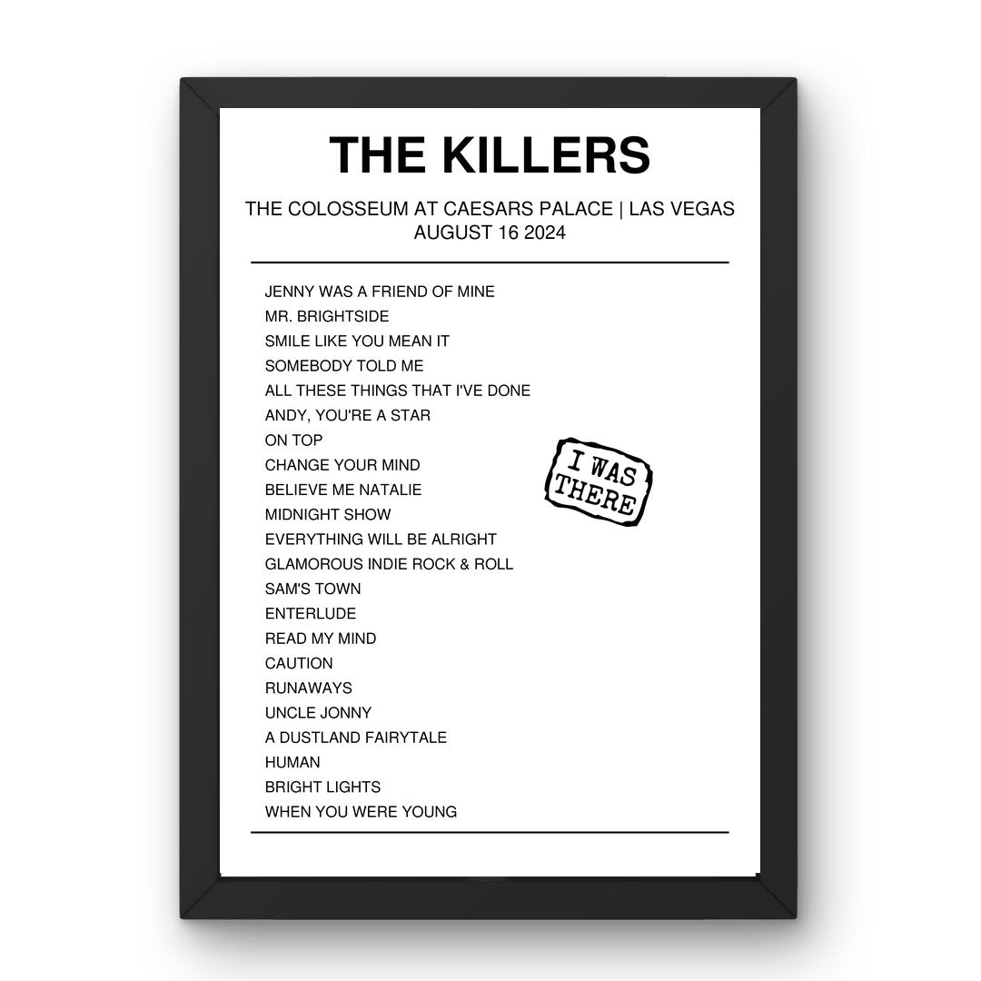 The Killers August 16, 2024 The Colosseum at Caesars Palace Las Vegas Setlist Poster - Setlist