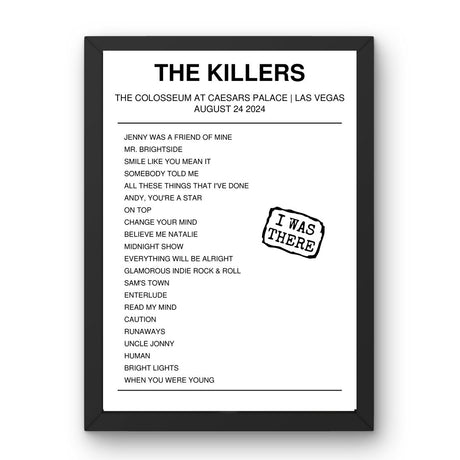 The Killers August 24, 2024 The Colosseum at Caesars Palace Las Vegas Setlist Poster - Setlist