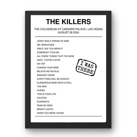 The Killers August 28, 2024 The Colosseum at Caesars Palace Las Vegas Setlist Poster - Setlist