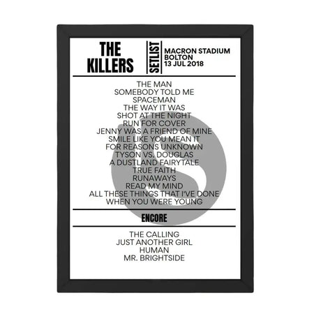 The Killers Bolton July 2018 Replica Setlist - Setlist